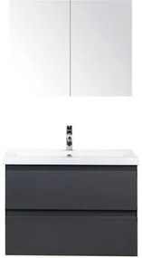 Kúpeľňový nábytkový set Evora 80 cm s keramickým umývadlom a zrkadlovou skrinkou antracitovo sivá matná