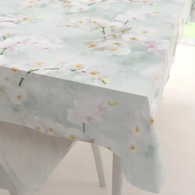 Biante Dekoračný obdĺžnikový obrus PM-019 Orchidey na svetlo zelenom 50x100 cm