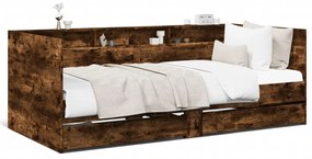 Denná posteľ so zásuvkami dymový dub 90x190 cm kompozitné drevo 3280857