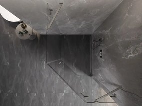 Mexen Lunar, päťuholníkový sprchový kút s pravým sklonom 80 x 90 cm, 8mm číre sklo, oceľový profil, 831-080P-090L-97-00-P