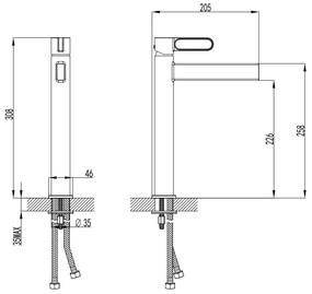 F-Design Zaffiro, vysoká umývadlová batéria, čierna matná-ružové zlato, FD1-ZFR-2L-25