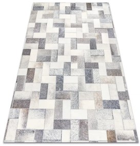 Koberec PATCHWORK 21723 sivý - imitácia kože krava, deski