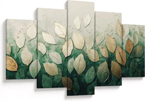 Obraz - Zlato-zelené listy (150x105 cm)