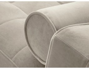 Béžová zamatová rozkladacia rohová pohovka Milo Casa Santo, pravý roh