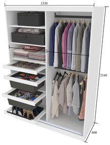 Šatníková skriňa SERENITY 133 cm dub wotan mat MBP SERENITY SZP6/0/B/DW/0/HIAL