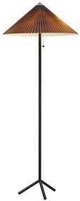 Čierno-sivá stojacia lampa s textilným tienidlom (výška 140 cm) Plisado – Markslöjd