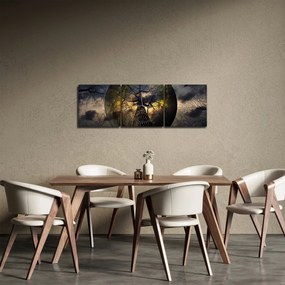 Obraz - Záhadné nebo (s hodinami) (90x30 cm)