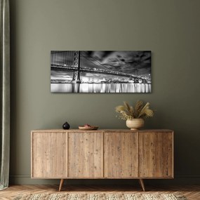 Obraz - Most Benjamina Franklina, Filadelfia, čiernobiely (120x50 cm)