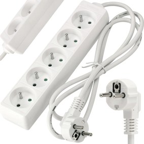 BERGE Predlžovačka - 5 zásuviek - 1,5 m - biela