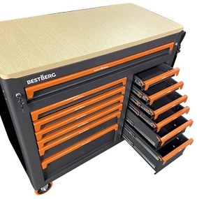 Kovový pojazdný dielenský vozík s 13 zásuvkami BestBerg BBTC-1301 / SPCC steel