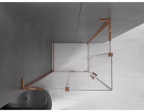 Mexen Velar L Duo, sprchový kút s posuvnými dverami 90 x 80 cm, 8mm číre sklo, ružové zlato, 871-090-080-02-03-60