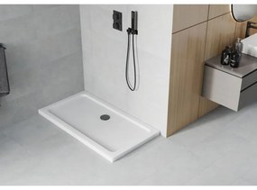 Mexen SLIM - Obdĺžniková sprchová vanička 120x70x5cm + čierny sifón, biela, 40107012B