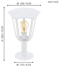 Eglo 98117 - Vonkajšia lampa MONREALE 1xE27/60W/230V IP44 výška 335 biela