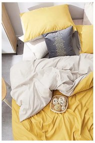 Žlto-krémové bavlnené obliečky na dvojlôžko/predĺžené s plachtou 200x220 cm - Mila Home
