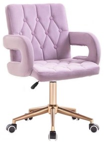 LuxuryForm DESIGN Stolička BOSTON VELUR na zlatej podstave s kolieskami - levanduľa