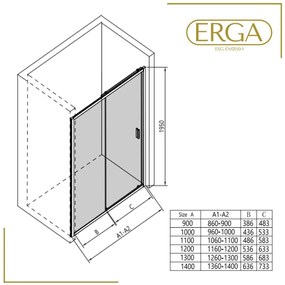 Erga Alpine, posuvné sprchové dvere do otvoru 90x195 cm, 6mm číre sklo, čierny profil, ERG-V02-ALPINE-D090-BK