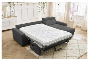 Tmavosivá menčestrová rozkladacia rohová pohovka (variabilná) Monaco – Bobochic Paris