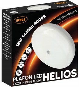 BERGE LED stropné svietidlo s pohybovým senzorom 18W - IP40 - neutrálna farba