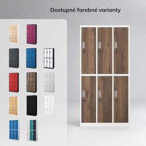 Šatníková skriňa BHP biela / orech, 6-dverová: Eco Design IGOR, 900 x 1850 x 450 mm