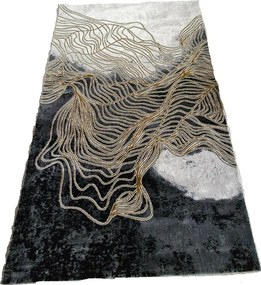 Moderný koberec Artiste 25419A – čierna, hnedá, biela Rozmer: 140x190 cm