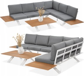 Zostava záhradného nábytku Sorrento Veľký rohový gauč, stolík na terasu alebo do záhrady, pevná konštrukcia