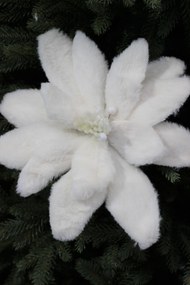 Krémová kožušinová vianočná ruža 30cm