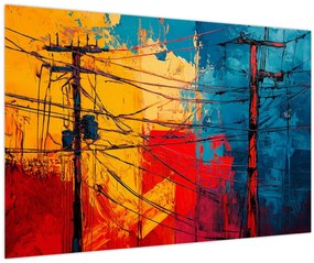 Obraz - Abstraktné elektrické vedenie (90x60 cm)