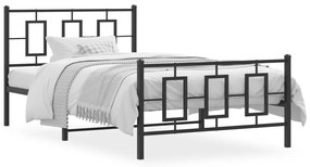 Kovový rám postele s čelom a podnožkou čierny 107x203 cm 374255