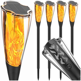 BERGE 4x Vonkajšia LED solárna lampa TORCH - 65cm