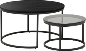 XXXLutz SADA KONFERENČNÝCH STOLÍKOV, čierna, kov, kompozitné drevo, 80/80/45 cm MID.YOU - Stolíky do obývačky - 001277000311