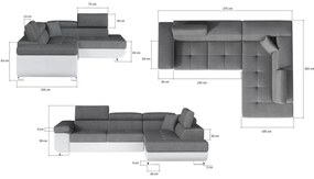 Rohová rozkladacia sedačka MONIS, 275x90x202, sawana 14/soft 17, ľavý roh