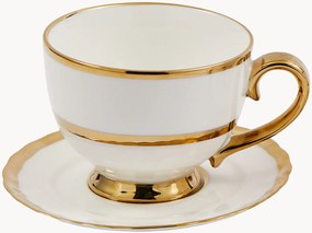 Porcelánové šálky na čaj's podšálkami Golden, 4 ks