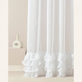 Biela záclona Flavia s volánmi a striebornými priechodkami 350 x 250 cm