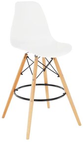 Barová stolička, biela/buk, CARBRY 2 NEW