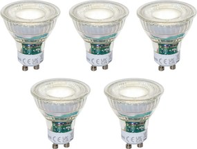 Sada 5 stmievateľných LED žiaroviek GU10 50mm čírych 2.5W 450 lm 4000K