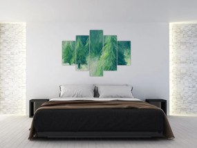 Obraz - Maľované ihličnany (150x105 cm)