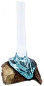 Roztavené sklo na dreve - Váza na kvety