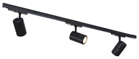 Koľajnicový systém čierny vrátane LED stmievateľný 3-svetlo 3-fázový pravý - Ruler 38