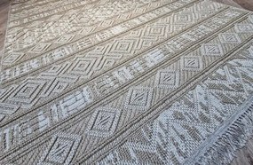 HU Béžový pruhovaný koberec Boho 881-B Rozmer: 80x150 cm