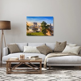 Sklenený obraz - Most cez rieku, Budapešť, Maďarsko (70x50 cm)