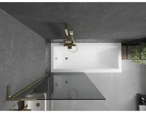 Mexen Next L, 1-krídlová vaňová zástena 80 x 150 cm, 6mm šedé sklo, zlatý lesklý profil, 895-080-000-03-40-50