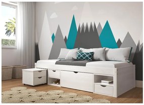 Inter Link Funkčná posteľ s 2 integrovanými nočnými stolíkmi (Till – biela, 90 x 200 cm)  (100180021)