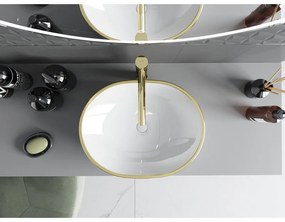 Mexen Viki, umývadlo na dosku 48x35x14 cm, biela-zlatý vzor, 21054809