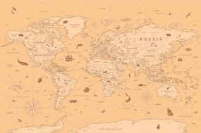 Tapeta mapa v béžovom prevedení - 150x100