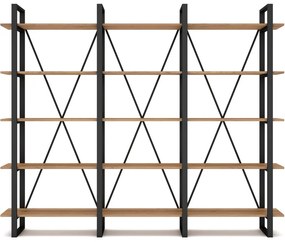 Čierny/prírodný regál v dekore duba 218x180 cm Aviva – Marckeric