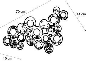 Art Deco nástenná lampa medená 77 cm - Circles