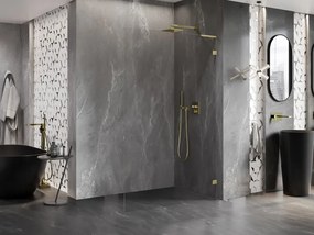 Mexen, Mexen Lunar L sprchová stena pravá 70 x 200 cm, priehľadná 8 mm, zlatá - 830L-070-000-50-00-P