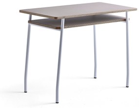 Stôl NOVUS, 1000x500 mm, biely rám, ílovošedá doska