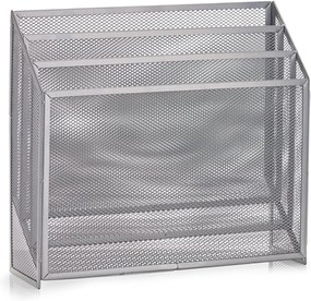 Kovový stojan na dokumenty/učebnice/časopisy, sivý, mriežka, MESH