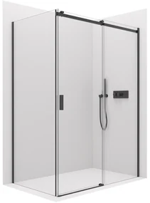 Cerano Santoro, sprchový kút s posuvnými dverami 110(dvere) x 70(stena) x 195 cm, 6mm číre sklo, čierny profil, CER-CER-431482